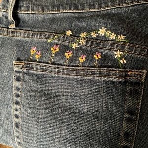 Cabela’s woman’s jeans artistically redeemed with a little embroidery size 16
